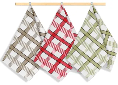 Produktbild von Küchenhandtuch 50x70cm beige, grün, rot kariert