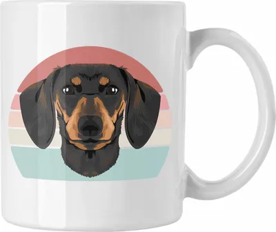 Produktbild von Trendation - Dackel Tasse Geschenke Dachshund Rauhaardackel Lustig Vintage Grafik (Weiß)