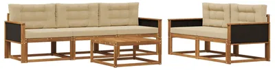 Immagine prodotto di vidaXL Set divani da esterno con cuscini 6 pezzi Naturale e Beige