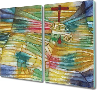 Produktbild von Coloray Schneidebrett Herdabdeckplatte 2x30x52 cm Kochplattenabdeckung Hackbrett Küchenbrett - Schaf Paul Klee