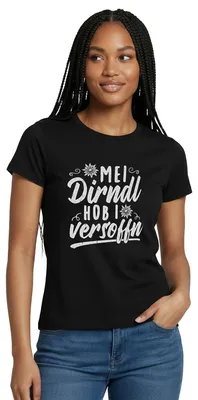 Produktbild von Spreadshirt Mein Dirndl Hab Ich Versoffen | Dirndl Ersatz Frauen T-Shirt, S, Schwarz