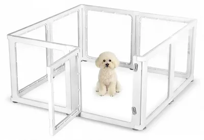 Produktbild von Welpenauslauf - Modulares Haustiergehege - 120 x 120 x 60 cm - Abschließbare Tür - Für Welpen, kleine Hunde, Katzen und Kleintiere - Weiß