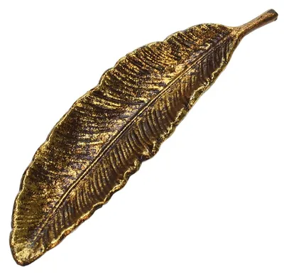 Productafbeelding van Meander decoratieve schaal, veerpatroon, goudkleurig, 21x7x2 cm