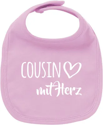 Produktbild von Huuraa Unisex Babylatz Cousin mit Herz Geschenk Babypink  Baumwolle Cousin Mitbringsel