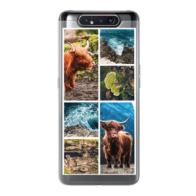 Produktbild von MuchoWow® Handyhülle Schutzhülle Hülle für Samsung Galaxy A80 Schottische Highlander - Natur - Collage Silikon Softcase Handy Hülle - Schutzdeckel