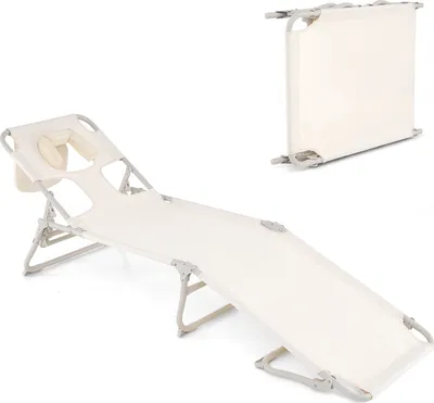 Produktbild von COSTWAY Sonnenliege mit Öffnungen für Gesicht & Arme, Gartenliege klappbar mit verstellbarer Rückenlehne & Fußteil, Liegestuhl bis 200 kg belastbar