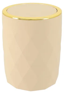 Produktbild von Tendance Mülleimer 6L beige gold 19 cm x 19 cm x 24,5 cm Kunststoff