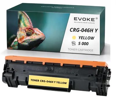 Produktbild von Evoke Toner-Kompatibilkartusche für den Canon-Drucker CRG-046HY 1251C002 CRG046H, Gelb, 5.000 Seiten, kompatibel mit MF732CDW, MF734CDW, MF735 und MF731CDW, KI-generiertes Bild