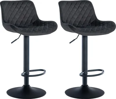 Produktbild von CLP 2er Set Barhocker Minosa 360 drehbar mit Fußstütze schwarz Material Samt