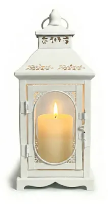 Immagine prodotto di EstiloHome Rosehill S, bianco – Lanterna decorativa in metallo e vetro, 27,5 cm, Immagine generata dall'IA