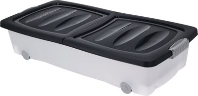 Unterbettkommode mit Klappverschluss - 40 Liter / schwarz - Aufbewahrungs Rollbox Spielzeugkiste