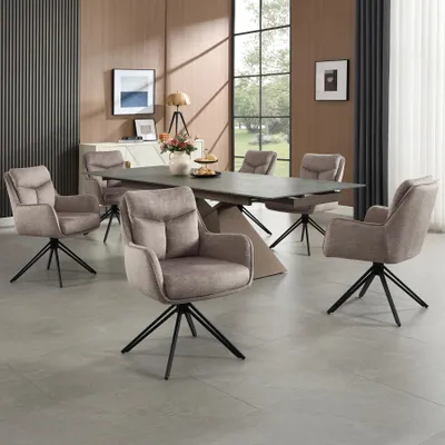 Produktbild von riess-ambiente Drehbarer Stuhl PROMETHEUS taupe Vogue Velours Samt Metallgestell Taschenfederkern