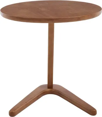 Imagen del producto de Mesa auxiliar redonda de madera moderna y minimalista, mesa auxiliar de madera maciza para sofá, diseño deslizante para colocar debajo del sofá, mesa para televisión ideal para espacios pequeños - Color natural
