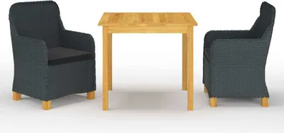 Produktbild von ZMH 3-tlg. Garten-Essgruppe Dunkelgrau