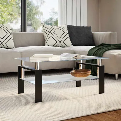 Image de Maison Exclusive - Table basse grise transparente 95 x 55 x 40 cm, verre trempé