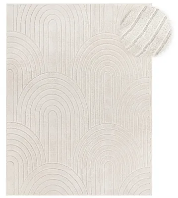 Produktbild von Teppich Wohnzimmer Hochflor Weich Uni Skandinavisch Boho Motiv Regenbogen Creme Grösse 200x280 cm