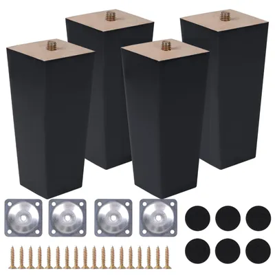 Image de Lot de 4 pieds de meuble noirs, réglables, pour table