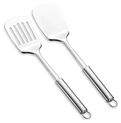 Produktbild von Edelstahl-Spatel-Set,  Schlitzwender, massiver Wender, robuster Küchenspatel mit hoher Hitzebeständigkeit, ideales Kochgeschirr für Fisch, Eier, Pfannkuchen, spülmaschinenfest