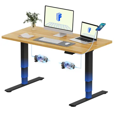 Produktbild von FLEXISPOT E5 Höhenverstellbarer Schreibtisch 120x80cm, Doppelmotor, 25MM EINTEILIGE TISCHPLATTE, USB-Anschluss, 120KG Tragkraft, Ahorn