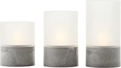 Produktbild von Los 3 CANDLE LED-Tischlampen - 2500 K - Kunststoff und Glas - Grau und Mattweiß