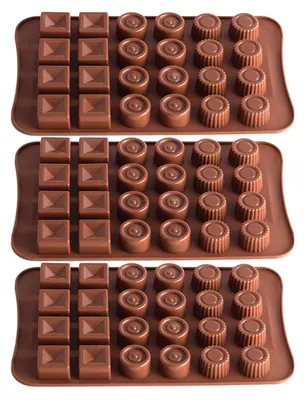 Produktbild von Set von 3 Wiederverwendbaren Schokoladenformen für DIY Süßigkeiten und Pralinen
