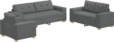 Produktbild von vidaXL Sofa 3 stk. Dunkelgrau Leinenmischgewebe