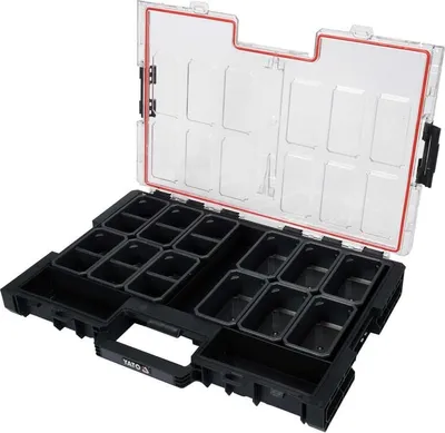 Produktbild von Yato YT-09181, Kasten für Kleinteile, Polypropylen, Schwarz, Transparent, 531 mm, 379 mm, 77 mm