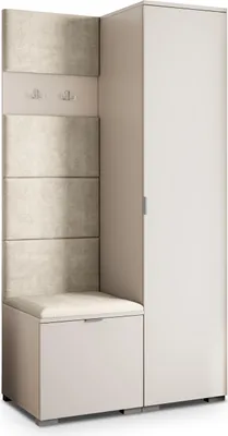 Produktbild von Masseno Garderobe-Set LORI 95/181/51 cm Modern Garderobenschrank Kaschmir, Veloursstoff MONOLITH 04 (Beige)