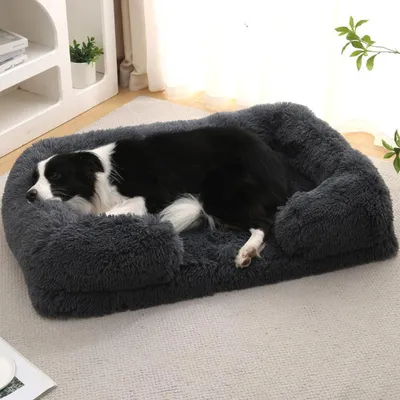 Produktbild von Orthopädisches Hundebett mit Eierschaum, rutschfest, waschbar, Dunkelgrau, XXL (130x90x22cm)