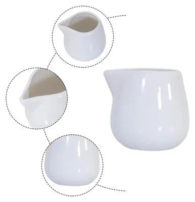 Produktbild von 2 Stück 150 ml Milchkännchen klein Keramik weiß für Küche und Ausgießen
