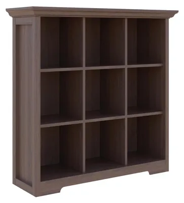 Obrázok produktu pre Knižnica s podstavcom, 9 priehradiek, orechové drevo, 99x98x34 cm, drevená polica s 3 úrovňami