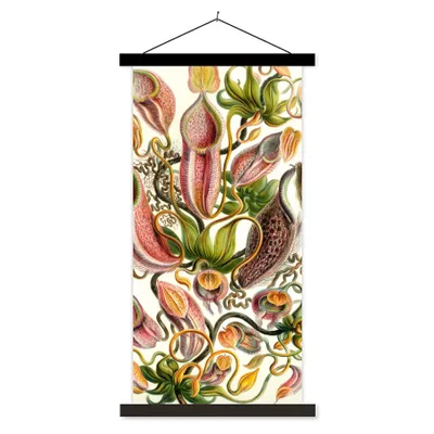 Produktbild von MuchoWow® Textilposter Nepenthaceae - Künstliche Blumen 90x180 cm mit schwarzem Rahmen - Dekoration Wohnzimmer