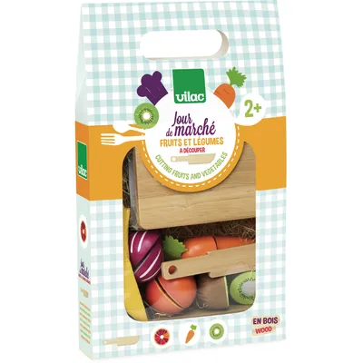 Produktbild von Vilac Holzspielzeug geschnittenes Obst und Gemüse mit Schneidebrett