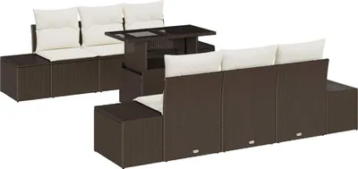 Immagine prodotto di vidaXL Set di divani da giardino con cuscini 7 pezzi Marrone e crema