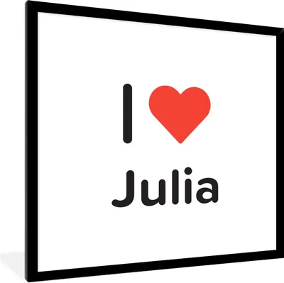 Produktbild von MuchoWow® Gerahmtes Poster Ich liebe - Julia - Mädchen 40x40 cm - Poster mit Schwarzem Bilderrahmen Wandposter Rahmen Foto Bilder - Mit Rahmen - Wanddekoration Schlafzimmer