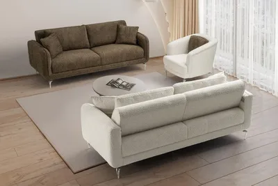 Produktbild von Braun-Beige Wohnzimmer Sofagarnitur Designer Polstersofas Sitzmöbel