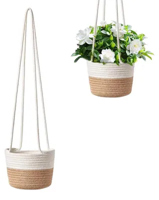 Image de Solidchoice - Coffret de 2 paniers en coton pour plantes suspendues