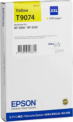 Zdjęcie produktu dla Epson WF-6xxx Ink Cartridge Yellow XXL, Żółty, Tusz na bazie pigmentu, 69 ml, 1 szt., 7000 stron(y)