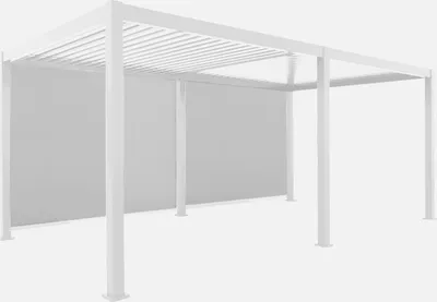 Immagine prodotto di Pergola bioclimatica 3x6m in alluminio + 2 tende 3m , Bianco