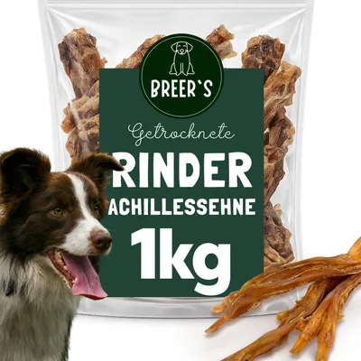 Produktbild von Rinderachillessehnen getrocknet 1 Kg Hundesnack Kausnack Hundeleckerlie getreidefrei für Hunde natürlich ohne Zusätze