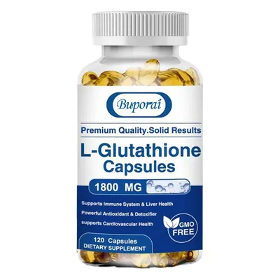 Immagine prodotto di L-Glutatione 1800 mg (120 capsule) Integratore alimentare, anti-invecchiamento, pelle, schiarente, antiossidante, fegato, disintossicante, circolazione, sistema immunitario