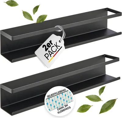 Obrázek produktu pro LIKAYA® Stojan na kořenky sada 2 kusů - Černý kovový stojan na dózy s kořením - Úspora místa, stabilní a stylový