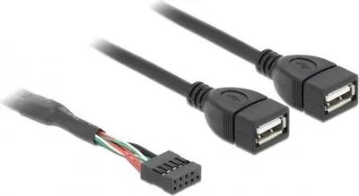 Produktbild von DeLOCK 83823, 0,4 m, 2 x USB A, USB 2.0, Weiblich/Weiblich, 0,48 Gbit/s, Schwarz