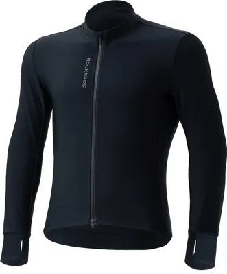 Produktbild von ROCKBROS Radtrikot Langarm Herren Thermo Fahrradtrikot winddicht atmungsaktiv für Rennrad MTB Gravel Schwarz EU Größe L