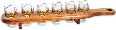 Produktbild von Set mit 6 Schnapsgläsern, mit Holzleiste (45 cm)