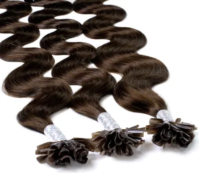Produktbild von hair2heart Extensions Echthaar Bondings Gewellt - 25 Strähnen 0.5g 60cm 6/3 dunkelblond gold