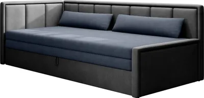 Zdjęcie produktu dla Sofa rozkładana z funkcją spania FULGEO szara/granatowa lewa