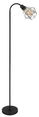 Produktbild von Globo Lighting Stehleuchte Metall schwarz matt, Metallgeflecht schwarz matt, Fußtrittschalter im Kabel, Flexo, LxBxH: 370x220x1750mm, Kabellänge 1800mm, exkl. 1x E27 40W 230V
