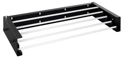 Image de Étagère à linge murale pliante Vigevee, 80 cm, séchoir mural résistant aux intempéries pour balcon, terrasse et intérieur, revêtement anti-rouille, 5 barres, capacité de charge de 25 kg, noir
