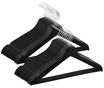 Produktbild von Springos Kleiderbügel Holz Schwarz 20er Set Kleideraufhängung